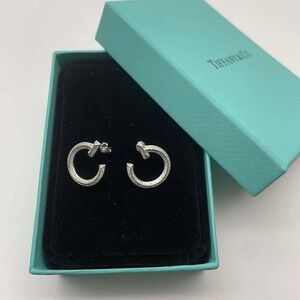 Tiffany T T1 Open Hoop Earrings In White Gold With Diamonds